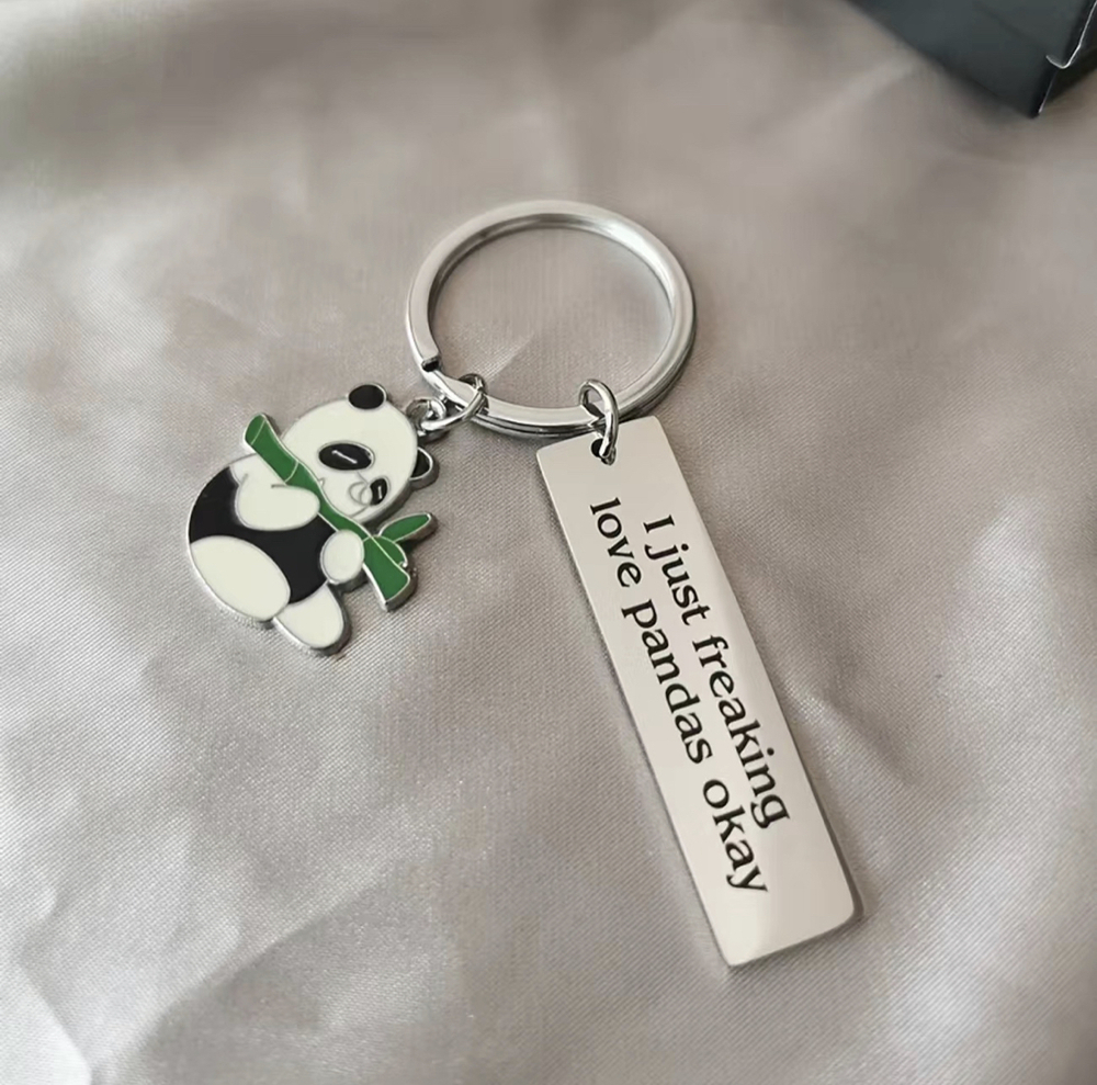 3/$25 I Just Freaking Love Pandas Okay Stainless Steel Keychain NEW